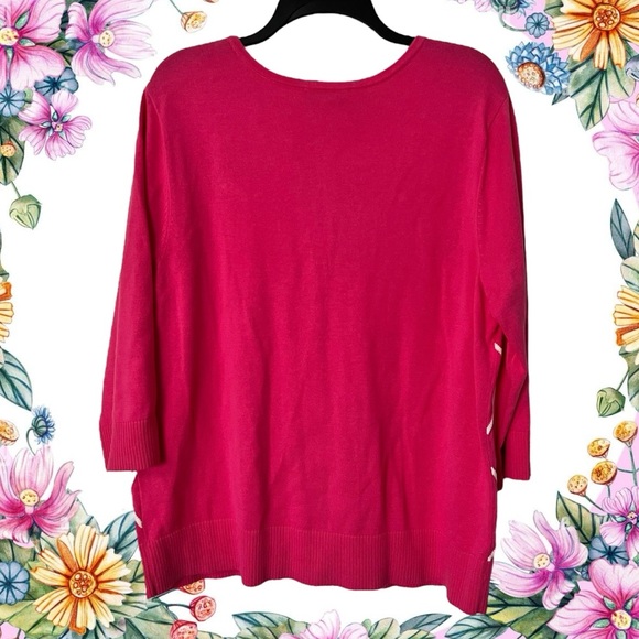 CJ Banks Pink Spring Cardigan Size 1X Argyle Diamond Easter Sweater Whimsy NEW - Picture 11 of 11